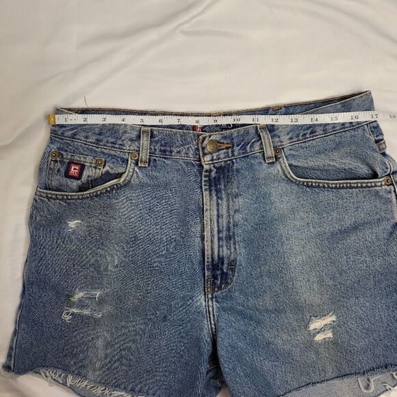 VINTAGE 90s jean shorts Ralph Lauren cutoff distressed denim XL - Picture 13 of 17